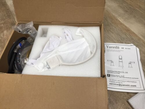 YANNLII Shiny Polished Gold Widespread Waterfall Bathroom Sink Faucet w/ Manual (6922748592311)
